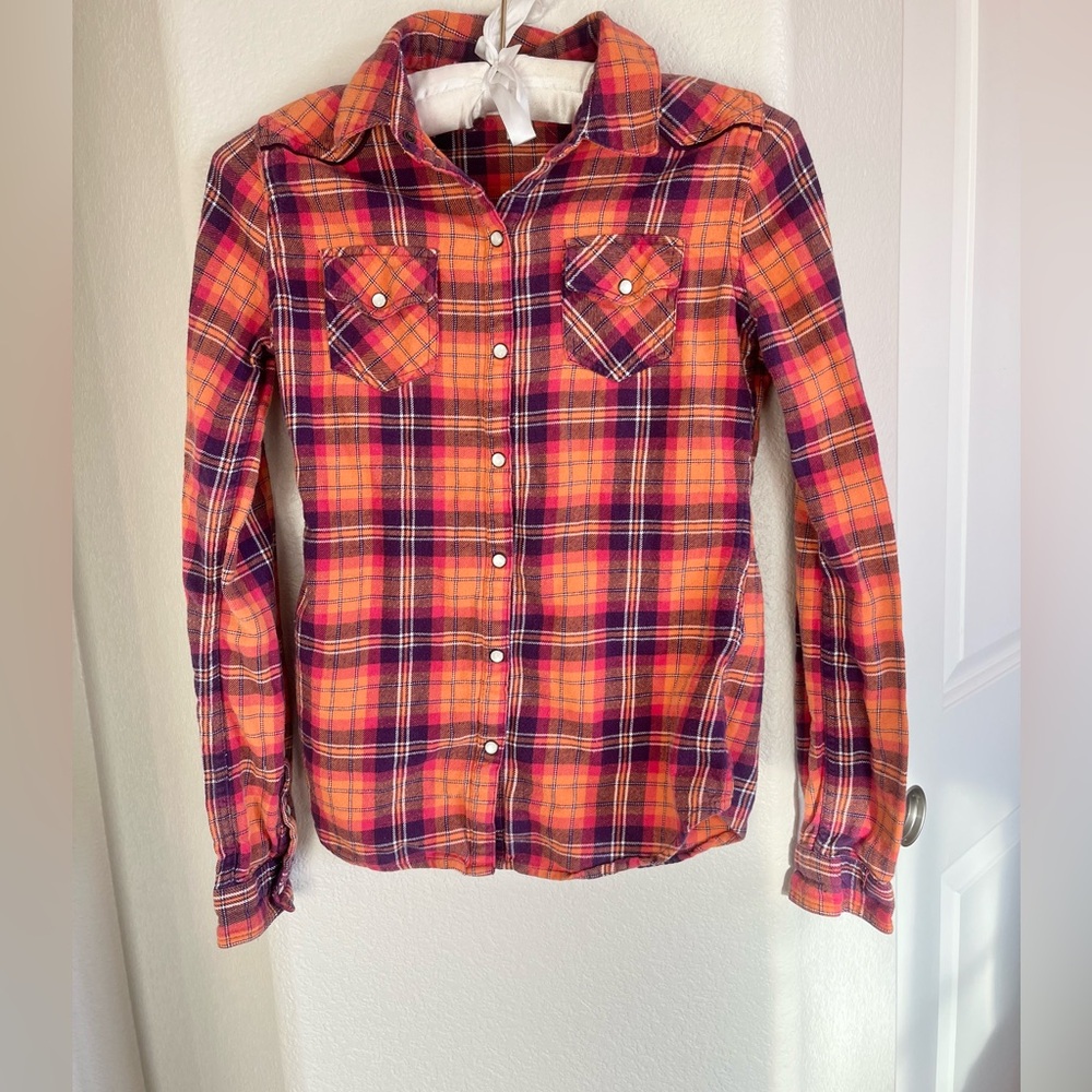 Mossimo Supply Co. Red and Orange Plaid Shirt